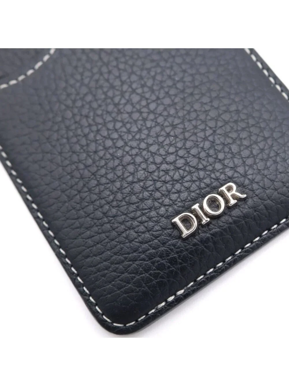 Dior Saddle Magnetic Card Holder Case Black Leather